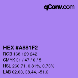 Color code: HEX #A881F2 | qconv.com
