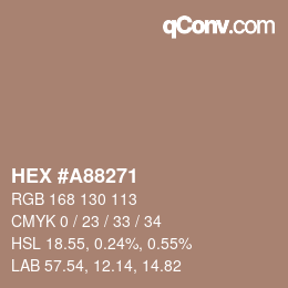 Code couleur: HEX #A88271 | qconv.com