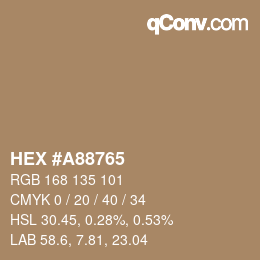Color code: HEX #A88765 | qconv.com