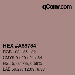 Farbcode: HEX #A88784 | qconv.com