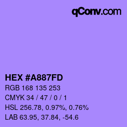 颜色代码: HEX #A887FD | qconv.com