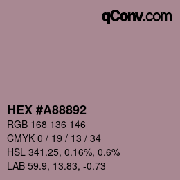 Code couleur: HEX #A88892 | qconv.com
