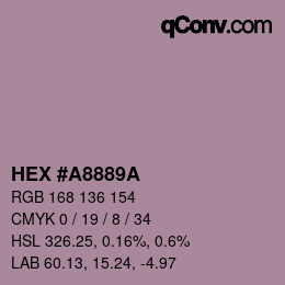 颜色代码: HEX #A8889A | qconv.com