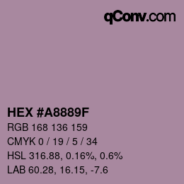 カラーコード: HEX #A8889F | qconv.com