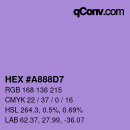 カラーコード: HEX #A888D7 | qconv.com