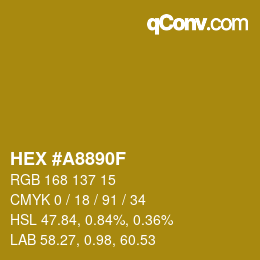Color code: HEX #A8890F | qconv.com