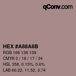 Color code: HEX #A88A8B | qconv.com