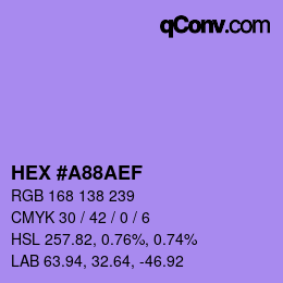 Código de color: HEX #A88AEF | qconv.com