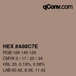 Color code: HEX #A88C7E | qconv.com