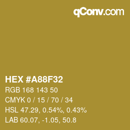 カラーコード: HEX #A88F32 | qconv.com