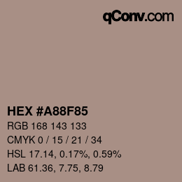 颜色代码: HEX #A88F85 | qconv.com