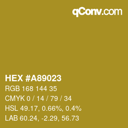カラーコード: HEX #A89023 | qconv.com