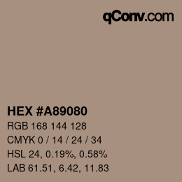 颜色代码: HEX #A89080 | qconv.com