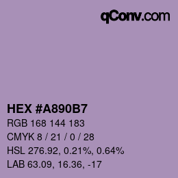 カラーコード: HEX #A890B7 | qconv.com
