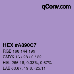 Color code: HEX #A890C7 | qconv.com