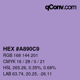 カラーコード: HEX #A890C9 | qconv.com