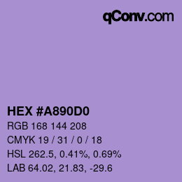 颜色代码: HEX #A890D0 | qconv.com