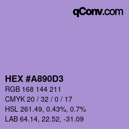 Color code: HEX #A890D3 | qconv.com