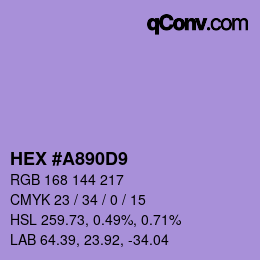 Color code: HEX #A890D9 | qconv.com