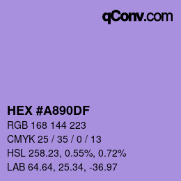 颜色代码: HEX #A890DF | qconv.com