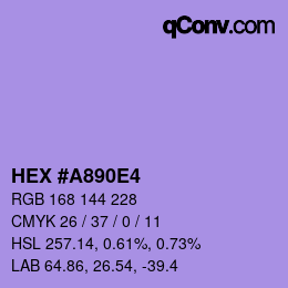 颜色代码: HEX #A890E4 | qconv.com