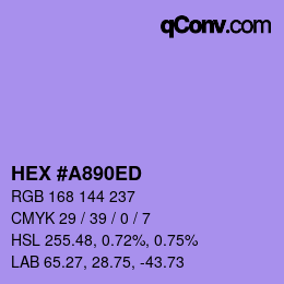 カラーコード: HEX #A890ED | qconv.com