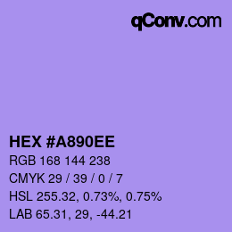 カラーコード: HEX #A890EE | qconv.com