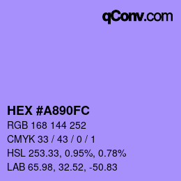 カラーコード: HEX #A890FC | qconv.com