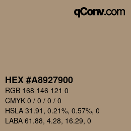 Color code: HEX #A8927900 | qconv.com