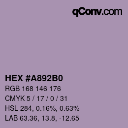 Farbcode: HEX #A892B0 | qconv.com