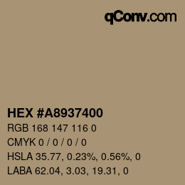 Farbcode: HEX #A8937400 | qconv.com