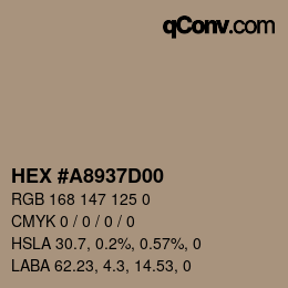 Color code: HEX #A8937D00 | qconv.com