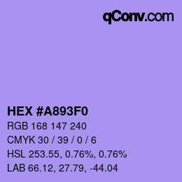 Color code: HEX #A893F0 | qconv.com