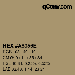 Color code: HEX #A8956E | qconv.com