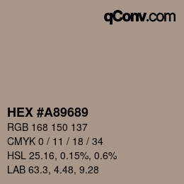 Color code: HEX #A89689 | qconv.com