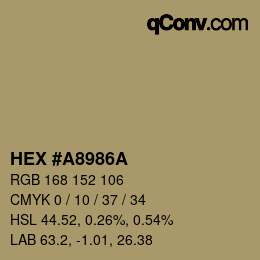 Color code: HEX #A8986A | qconv.com