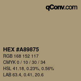 カラーコード: HEX #A89875 | qconv.com