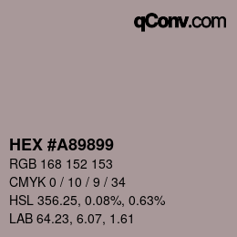 Color code: HEX #A89899 | qconv.com