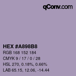 Color code: HEX #A898B8 | qconv.com