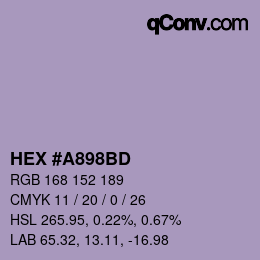 Color code: HEX #A898BD | qconv.com