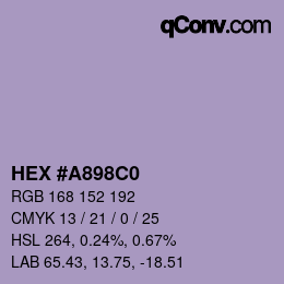 カラーコード: HEX #A898C0 | qconv.com