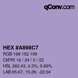 Color code: HEX #A898C7 | qconv.com