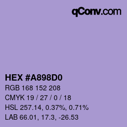 Color code: HEX #A898D0 | qconv.com