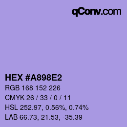 颜色代码: HEX #A898E2 | qconv.com