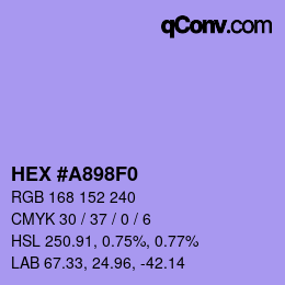 颜色代码: HEX #A898F0 | qconv.com