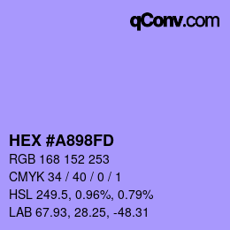 カラーコード: HEX #A898FD | qconv.com