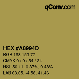 Color code: HEX #A8994D | qconv.com