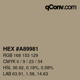 カラーコード: HEX #A89981 | qconv.com