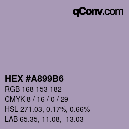 Color code: HEX #A899B6 | qconv.com