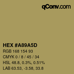 Color code: HEX #A89A5D | qconv.com